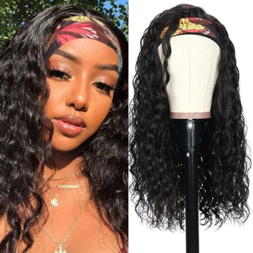 Bidobibo Curly Headband Wig Human Hair Wigs For Women Black Women MI1603637