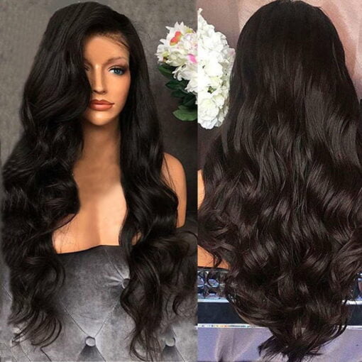 Bidobibo Long Black Wig For Women Women Middle Part Wavy Curly MI1604133