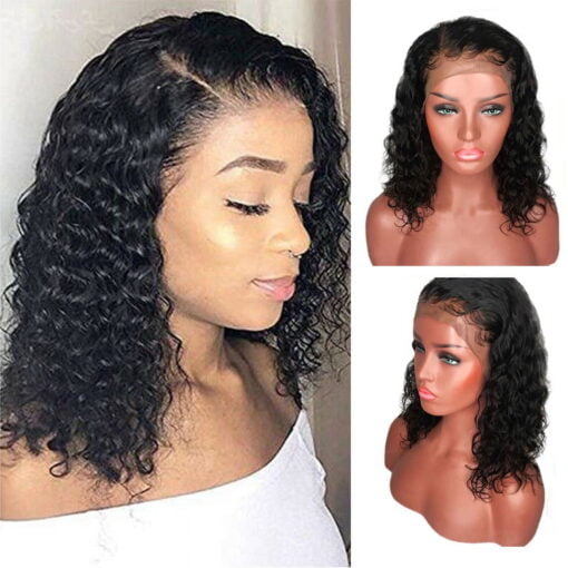 Bidobibo Short Curly Bob Wigs Human Hair Lace Front Wigs Pre MI1602215