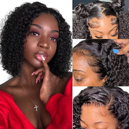 Blackbeauty Hair 13X4 Bob Lace Frontal Curly Wig Human Hair MI1602495