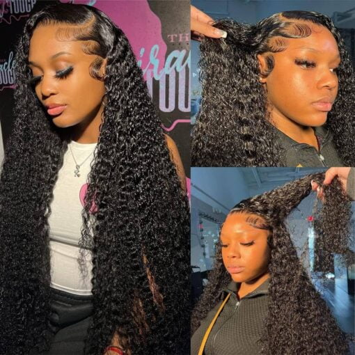 Blomas Deep Wave Lace Front Wig 28 Inch 13X6 Curly Transparent Lace Front Pre Plucked With Baby Hair And 180% Density MI1602745