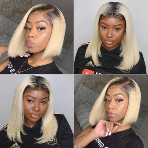 Blonde Ombre Wig Lace Front Bob Wigs 1B/613 Short Blond Wig MI1611173