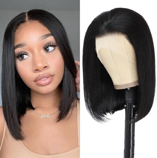 Bob Wig Human Hair 13X4 Hd Lace Front Wig 150 Density Glueless Pre Plucked With Baby Hair Short Bob Wigs For Women Women (12 Inch, Natural Color) MI1605329