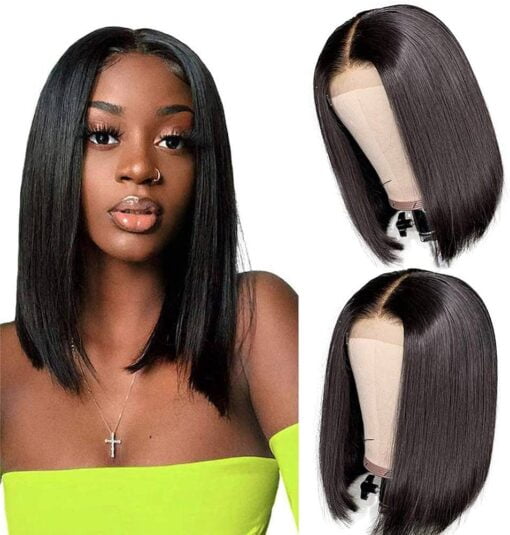 Bob Wig Straight Transparent Lace Front Human Hair Wigs For Women Women 13X4 Lace Frontal Wigs With Baby Hair 180% Density Brazilian Human Hiar Lace Bob Wig MI1602351