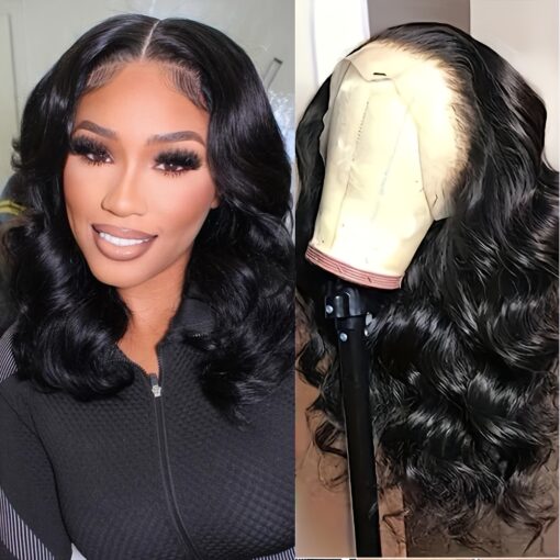 Body Wave Bob 13X4 Lace Closure Wigs Middle Part Brazilian MI1604058