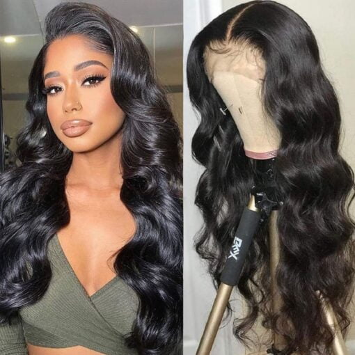 Body Wave Lace Front Wigs Human Hair 20 Inch Glueless 4X4 Lace Closure Wigs Human Hair For Women Black Women 180% Density Brazilian Virgin Hair Pre Plucked MI1603239