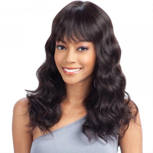 Body Wave Wig With Bangs 18 Inch Hair Wigs Brazilian Full Machine Made Remy Human Hair Wigs For Women Women Fringe Wig MI1603234