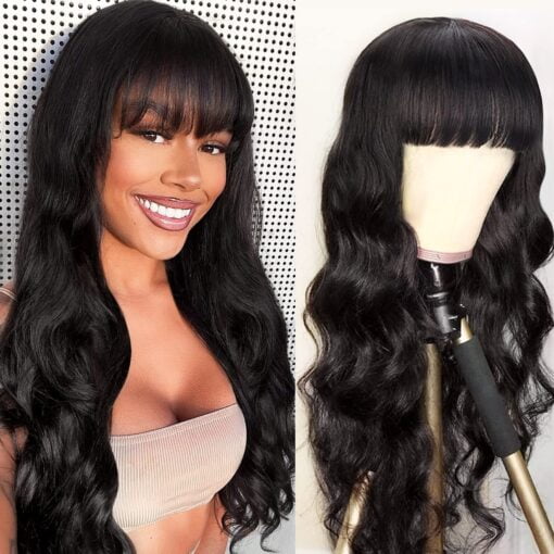 Body Wave Wigs With Bangs Human Hair Wigs For Women Black Women MI1604967