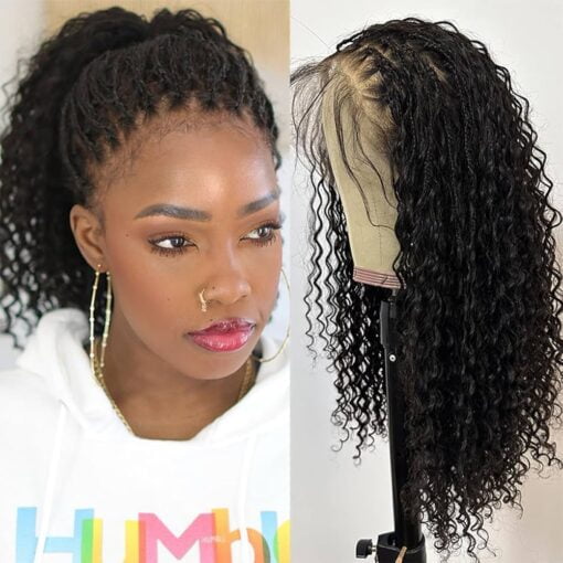 Boho Box Braids Wig Hd Full Lace Braided Wig Human Hair Square Parted Knotless Pre Pluched With Baby Hair Braided Wigs For Women Black Women(18 Inch) MI1602159