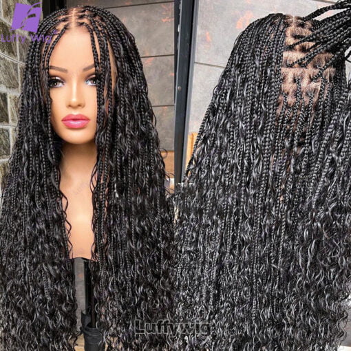 Boho Knotless Braids Hd Full Lace Wig Human Hair Braided MI1602178