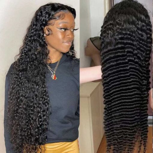 Bombtress Deep Wave 13X4 13X6 Lace Front Wig Curly Human MI1602758