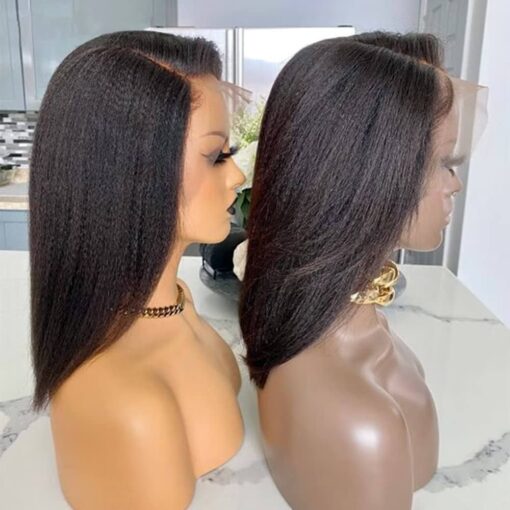 Brazilain Kinky Straight Human Hair Wigs For Women Black Women 13X6 Yaki Straight Hd Transparent Lace Front Human Hair Wig Glueless Natural Hairline Pre MI1604267