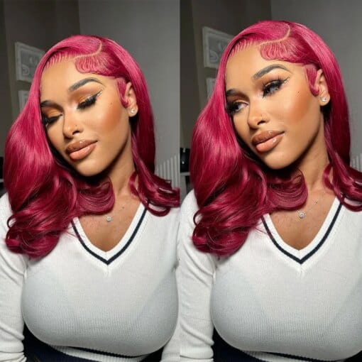 Brazilian Body Wave Lace Wig 13X6, 99J, 180% Density, Red MI1611364