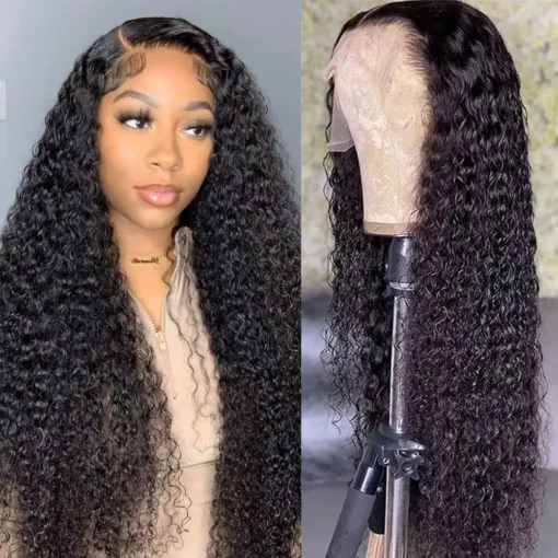 Brazilian Deep Curly Wave Hd Transparent Lace Front Wigs Wet MI1604389