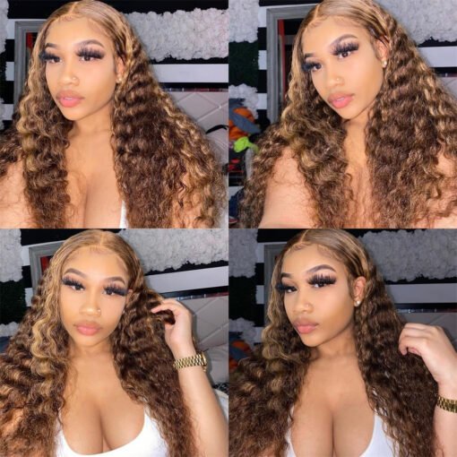 Brazilian Highlight Deep Wave Lace Frontal Wig Piano Color MI1603703