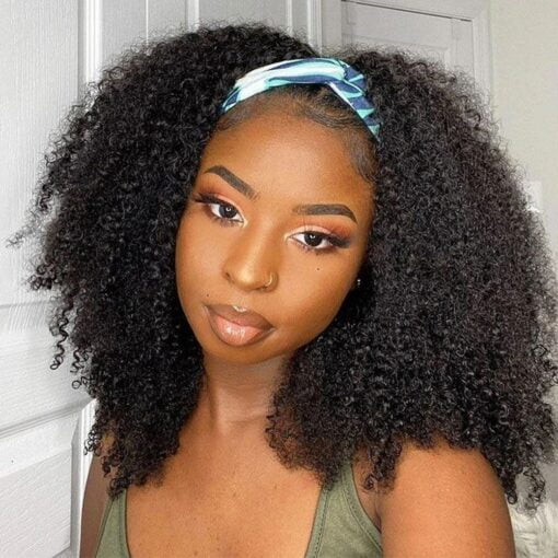 Brazilian Kinky Curly Headband Wig Brazilian Human Hair Wigs MI1604560