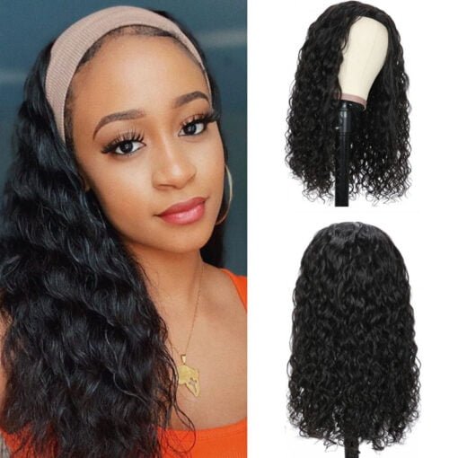 Brazilian Virgin Hair Water Wave Headband Scarf Wigs Jchbww MI1605377