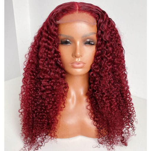 Burgundy Red Color 5"×5" Hd Lace Closure Wigs,Deep Curly MI1611642