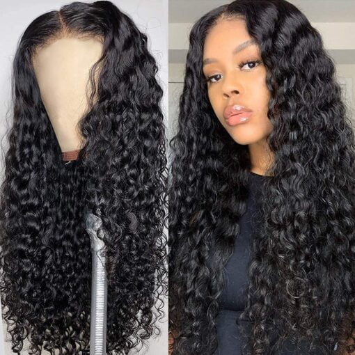 Buy 13X4 22 Inch Deep Wave Transparent Lace Front Wigs Human MI1604687