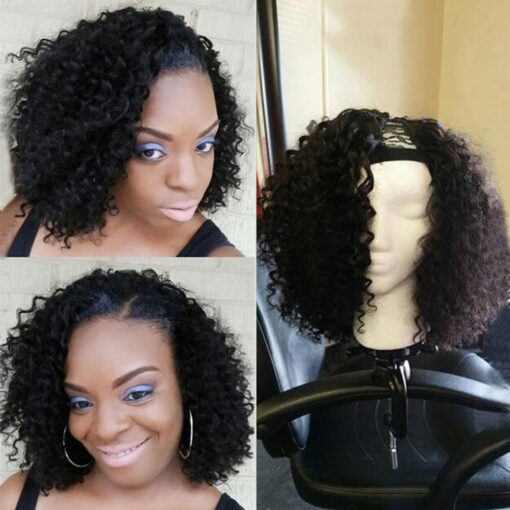 Buy Short Curly Human Hair U Part Wigs Brazilian Virgin MI1605472