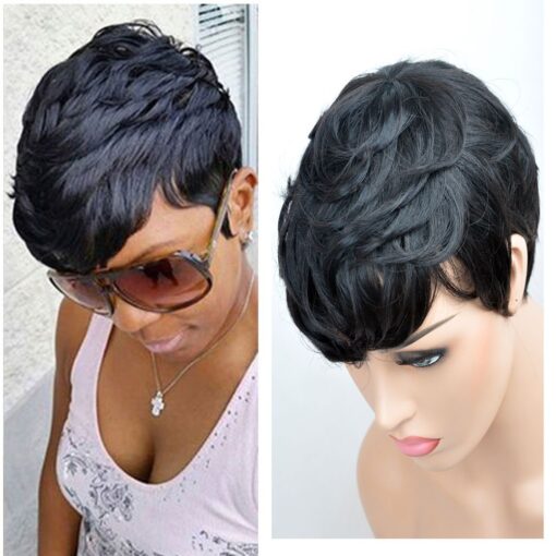 Buy Vck Short Layered Wavy Human Hair Black Cute Natural MI1602529