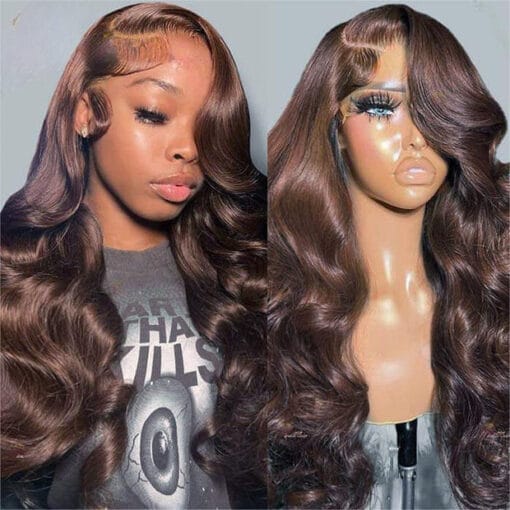 C Part 13X4 Hd Lace Front Wigs #4 Chocolate Brown Glueless MI1611280