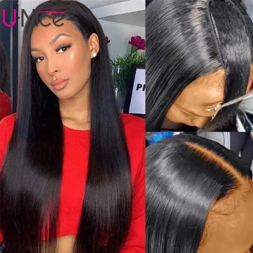 Cambodian U Part Straight Virgin Human Hair Wigs Non Lace Front Wig 150% Density MI1604238