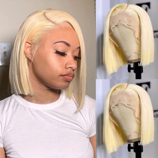 Candice Hair Short Bob Lace Front Wigs Human Hair 613 Blonde MI1602733