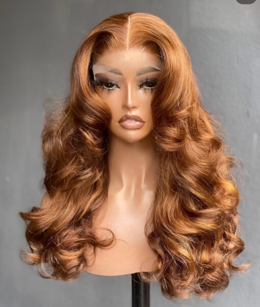 Cheap Brown Human Hair Wavy Lace Wig Low Cost Lace Wig Brazilian MI1604299