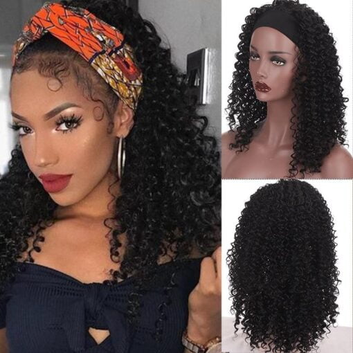 Cheap Lupu Long Kinky Curly Headband Wigs For Women Women Black MI1604565