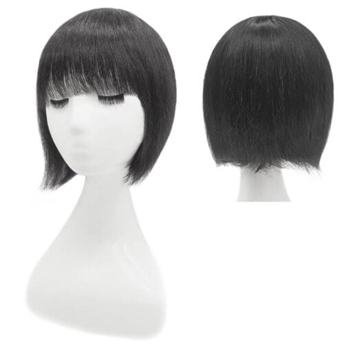 Chic Short Wigs Human Hair With Bangs Capless Natural Black MI1604550