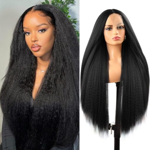 Civrie Long Kinky Straight Wigs For Women Black Women MI1605155