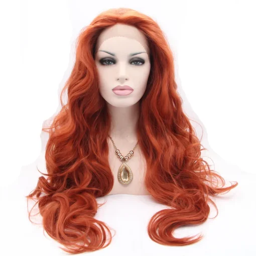 Color Red Body Wave Wig Synthetic Lace Front Wigs For Women Women MI1611368