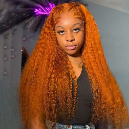 Colored Orange Ginger Lace Front Wigs Human Hair Body Wave 13X6 Hd Lace Frontal Wig 13X4 Transparent Brazilian Hair Wigs On Sale MI1609482