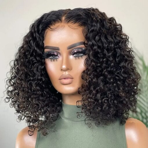 Cosdelu Short Bob Dominican Curly Half Wig 180 Density Lace MI1603043