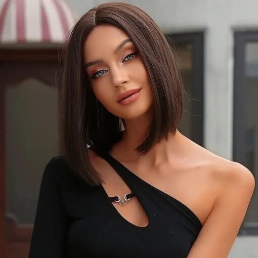 Creamily 14 Inch Short Dark Brown Bob Wigs For Women MI1610738