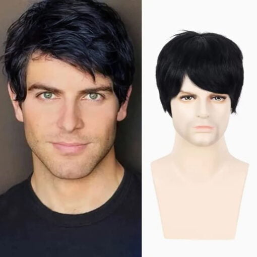 Creamily Mens Wigs Short Human Hair Wigs Straight Glueless MI1604095