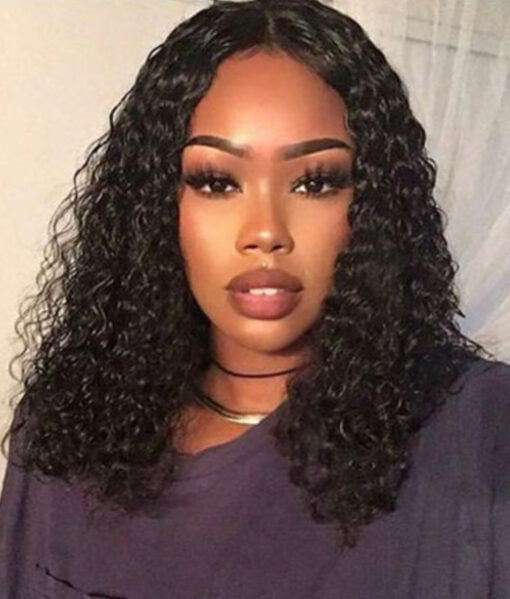 Curly Brazilian Lace Front Wet And Wavy Short Bob Human Hair MI1604383