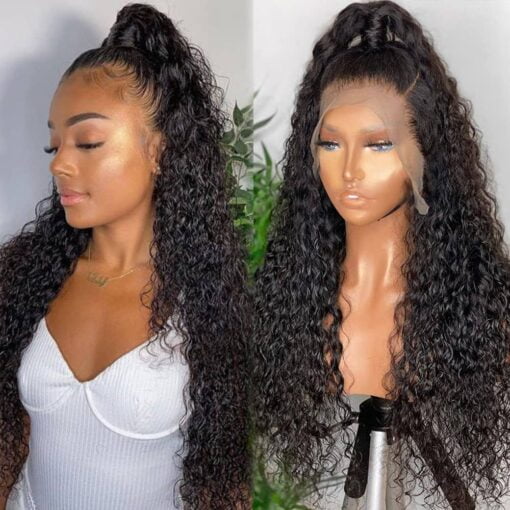 Curly Hd Lace Front Wigs Human Hair 180 Density Hd Transparent Deep Wave Lace Frontal Wigs Human Hair Pre Plucked Glueless 13X4 Deep Curly Human Hair MI1602224