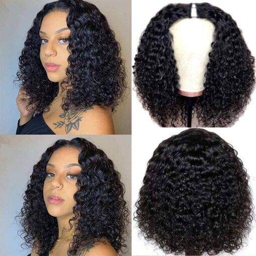 Curly Pixie Cut Wig Human Hair Wigs V Part Human Hair Wig No Leave Out Brazilian Human Hair Wig For Women Black Women Curly Bob Wig Upgrade U Part Wig No MI1602553