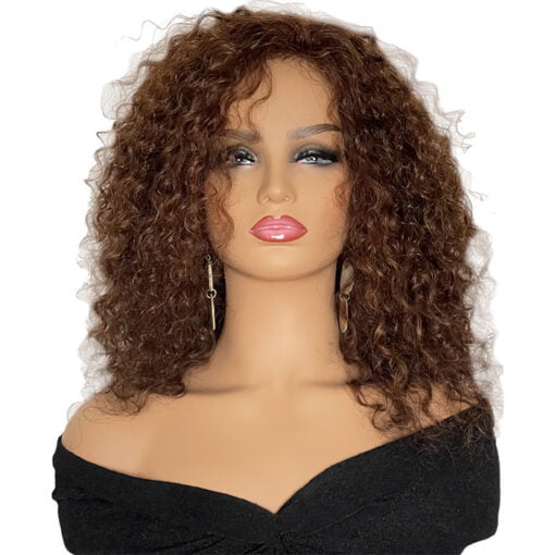 Curly Reddish Brown 14" Human Hair Wig MI1602484