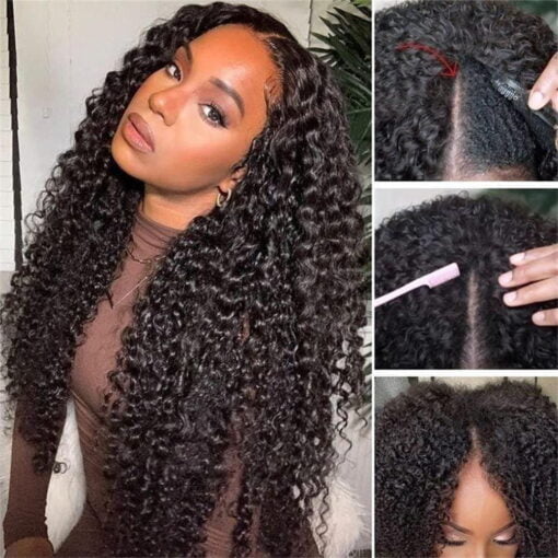 Curly V Part Wig Human Hair Upgrade U Part Human Hair Wigs MI1603505