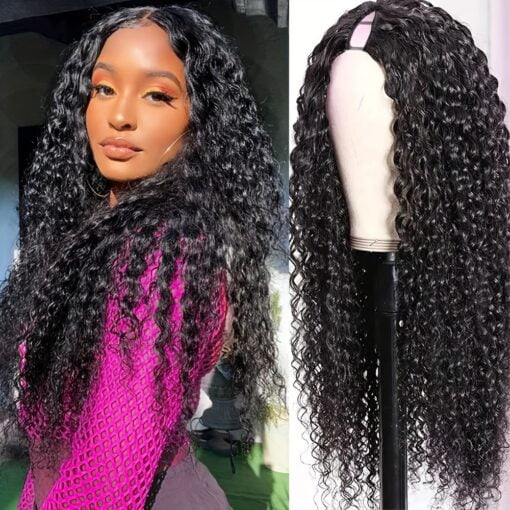 Curly V Part Wigs Brazilian Human Hair Wigs MI1603506