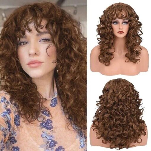 Curly Wig With Bangs 20” Long Curly Shag Haircuts Wig MI1605904