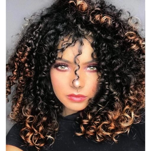 Curly Wigs For Women Black Women Brown Mixed Black Synthetic MI1604943