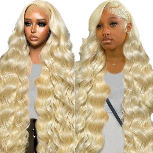 Cute Bein Blonde Lace Front Wigs Human Hair 13X4 Body Wave 613 Hd Lace Frontal Wig Pre Plucked 613 Lace Front Wig Human Hair With Baby Hair 150% MI1608476