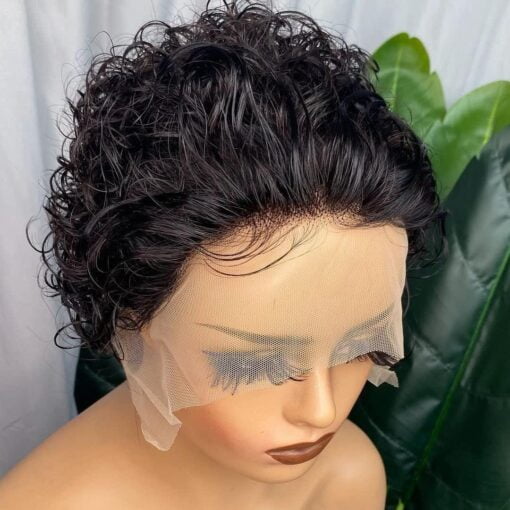 Czrleaty Pixie Cut Wig Human Hair Short Curly Lace Front MI1602981