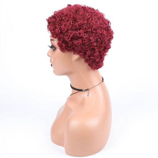 Dark Red Pixie Cut Curly Wig 6 Inch Short Kinky Curly Wigs For Women Black Women African American Synthetic Afro Curls Wig Cosplay 99J MI1610268