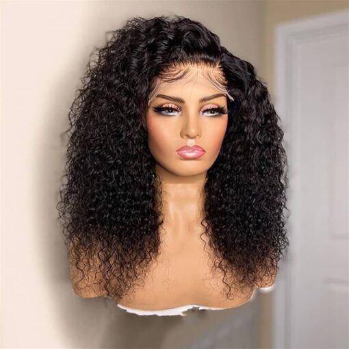 Deep Curly Human Hair Wigs 13X6 Lace Frontal Wigs Brazilian Deep Wave Short Bob Lace Frontal Wig180 Density Wigs Remy 13X4 Lace Wig 16 Inch MI1603047