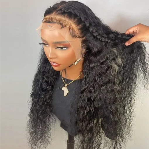 Deep Wave 13X4 Lace Frontal Wig Wet And Wavy Curly Human Hair Wigs Pre Plucked MI1602193